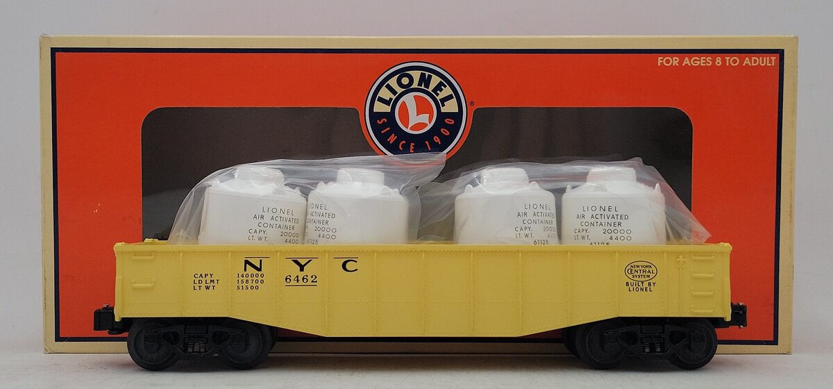 Lionel 6-26034 O Gauge NYC Gondola w/ Canisters #6462 LN/Box