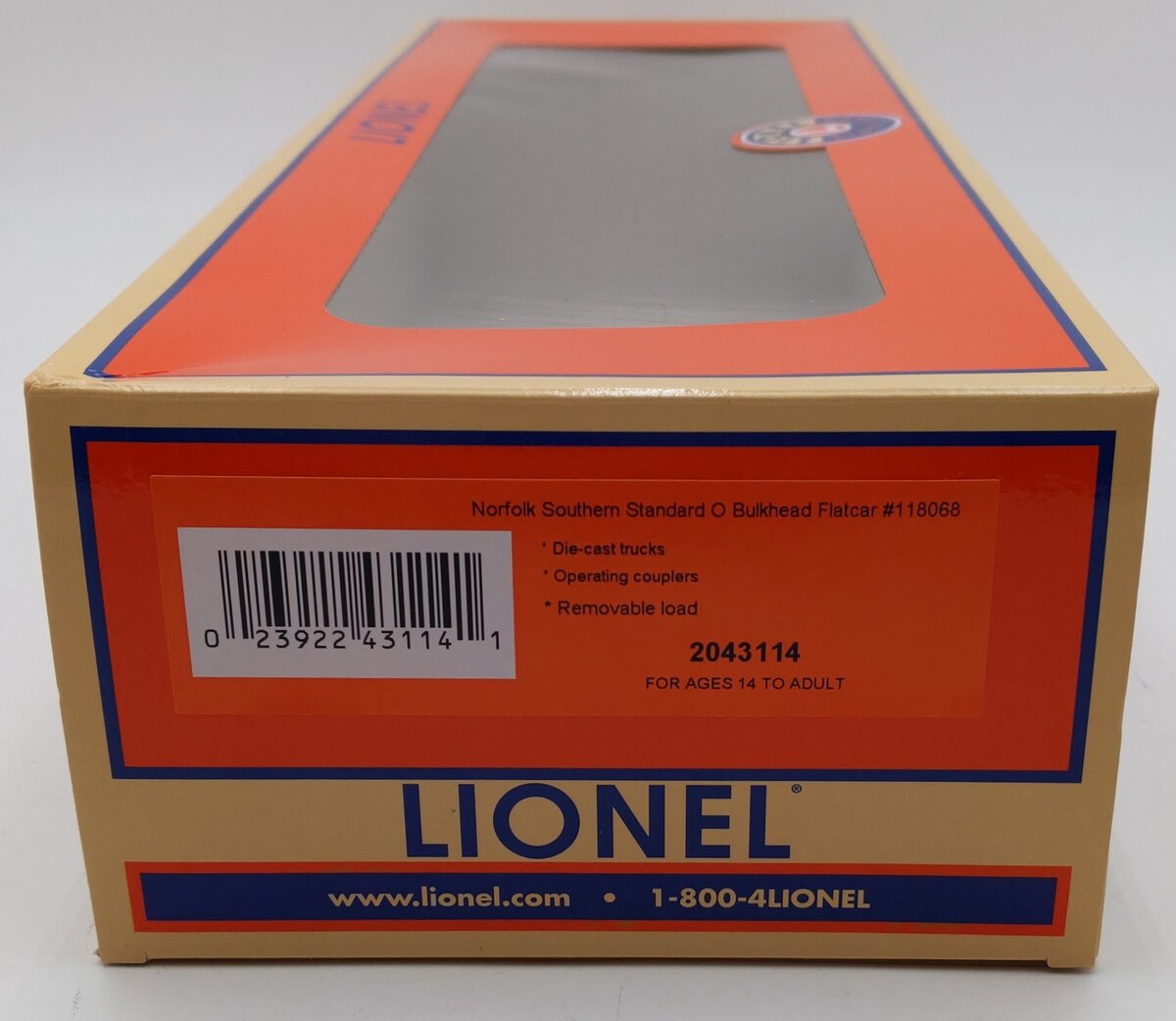 Lionel 2043114 O Norfolk Southern Bulkhead Flatcar #118068 LN/Box