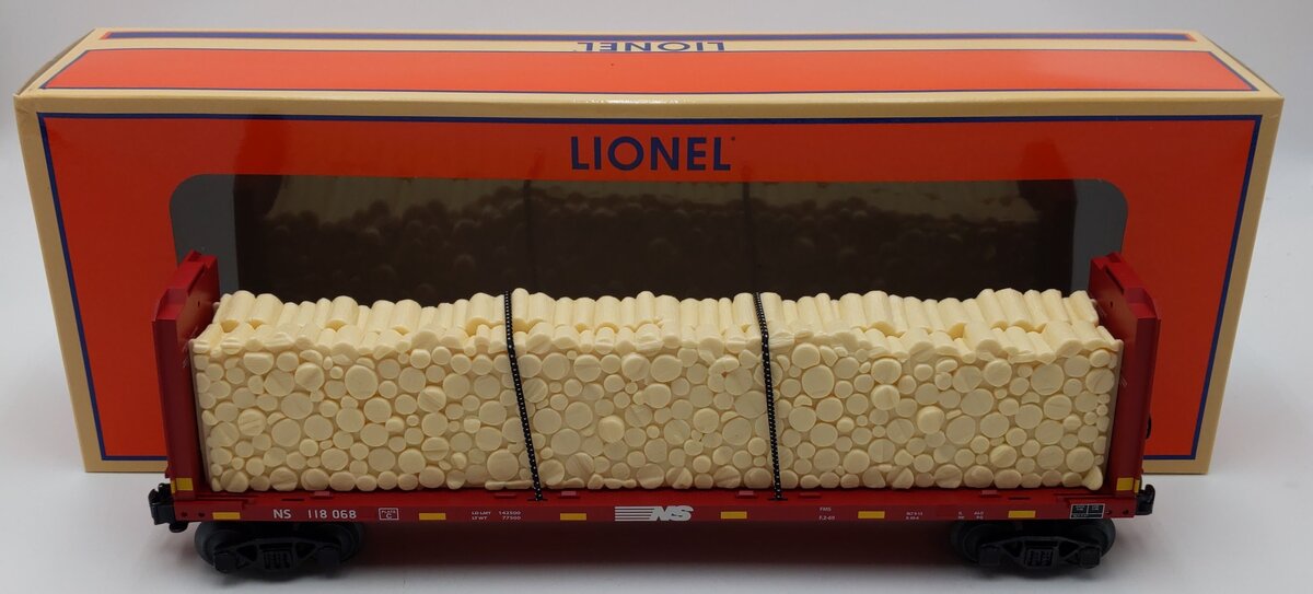 Lionel 2043114 O Norfolk Southern Bulkhead Flatcar #118068 LN/Box