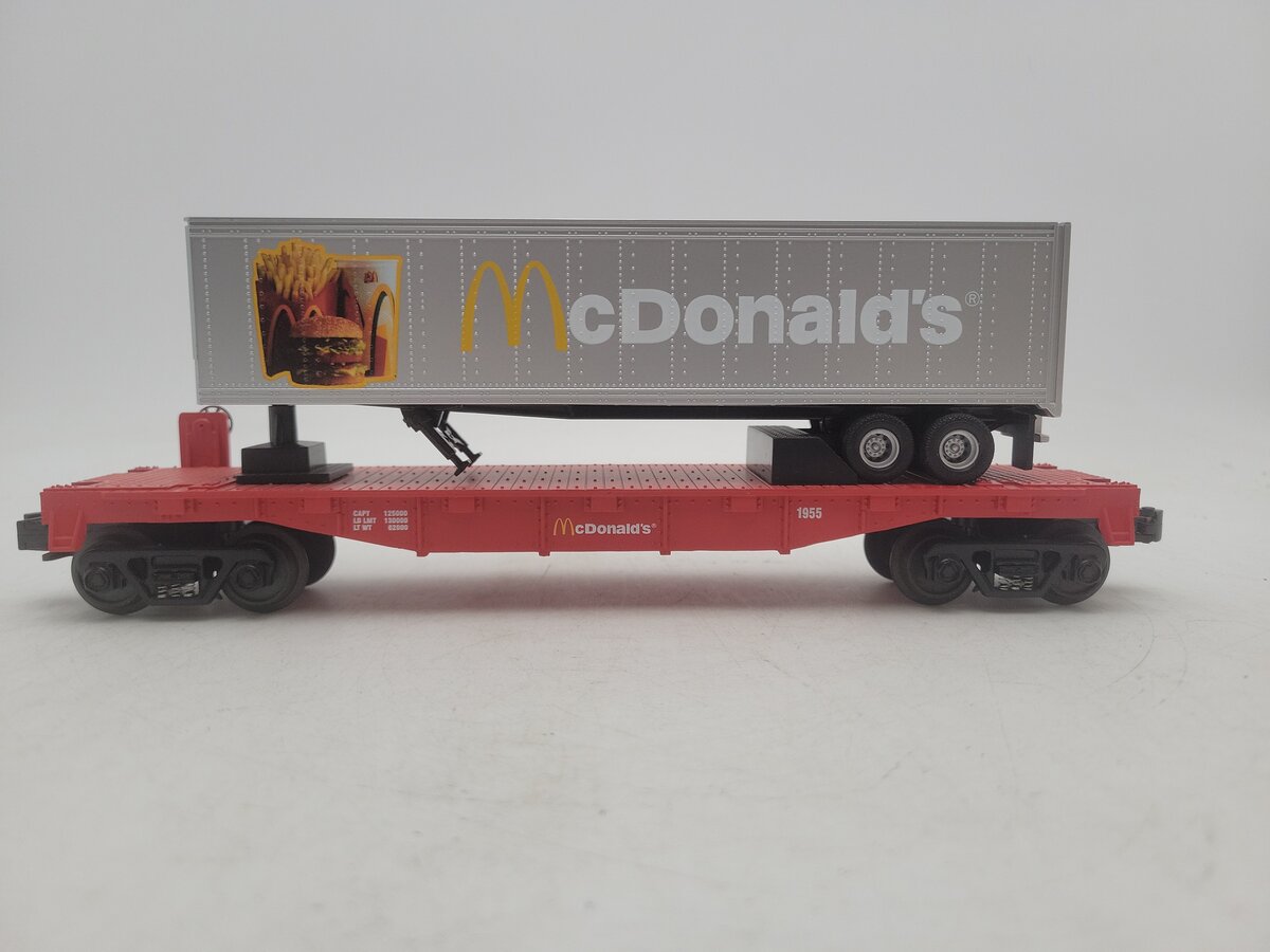 MTH 30-76043 O Gauge McDonalds Flatcar #1955 w/ Trailer EX/Box