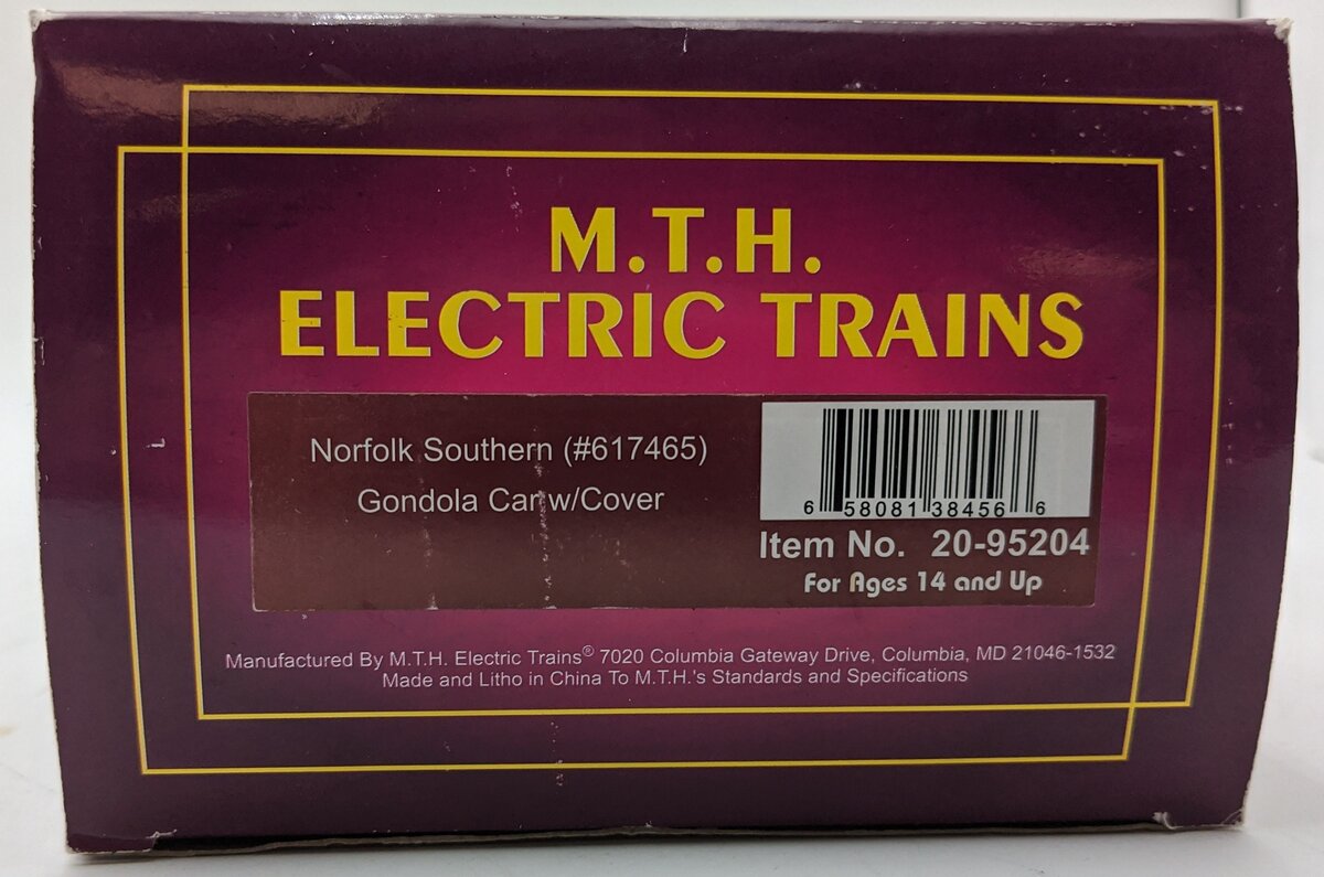 MTH 20-95204 O Norfolk Southern Premier Gondola Car with Cover #617465 EX/Box