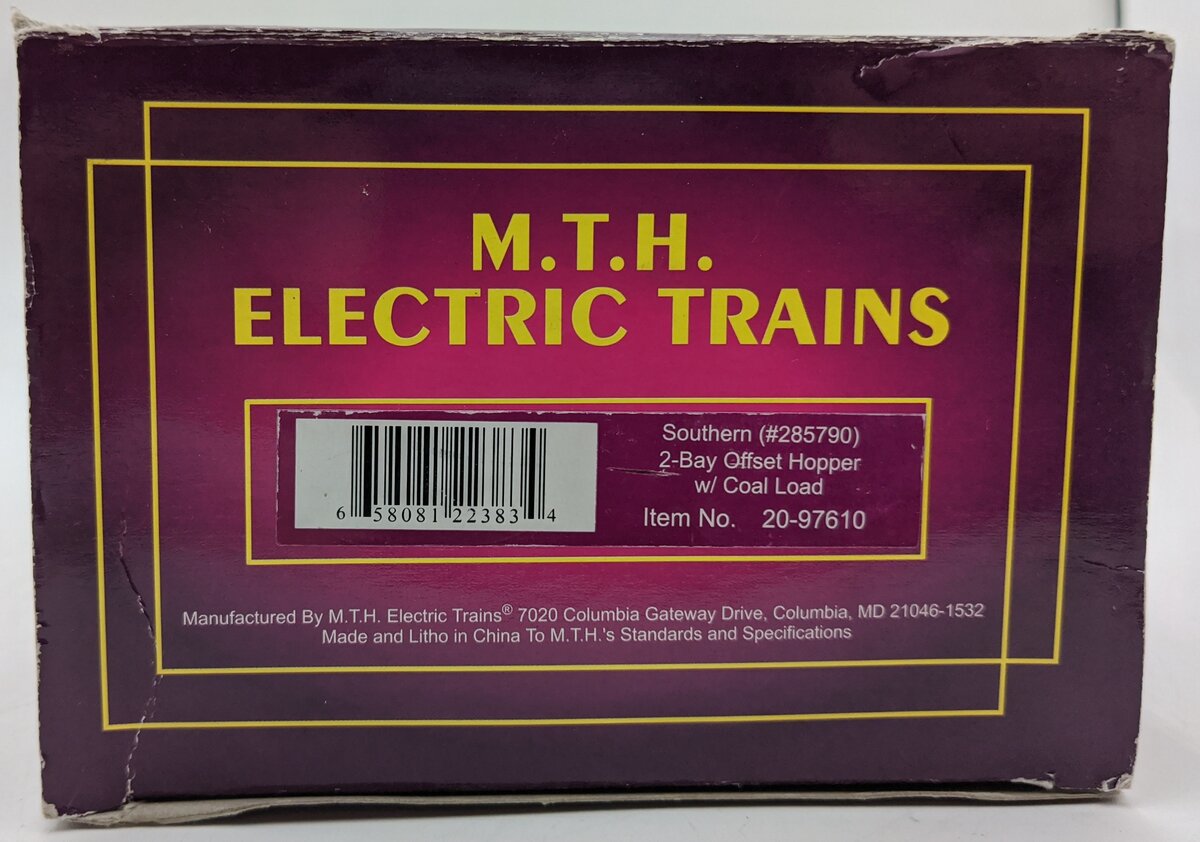 MTH 20-97610 O Southern Premier 2-Bay Offset Hopper Car w/Coal Load #285790 EX/Box