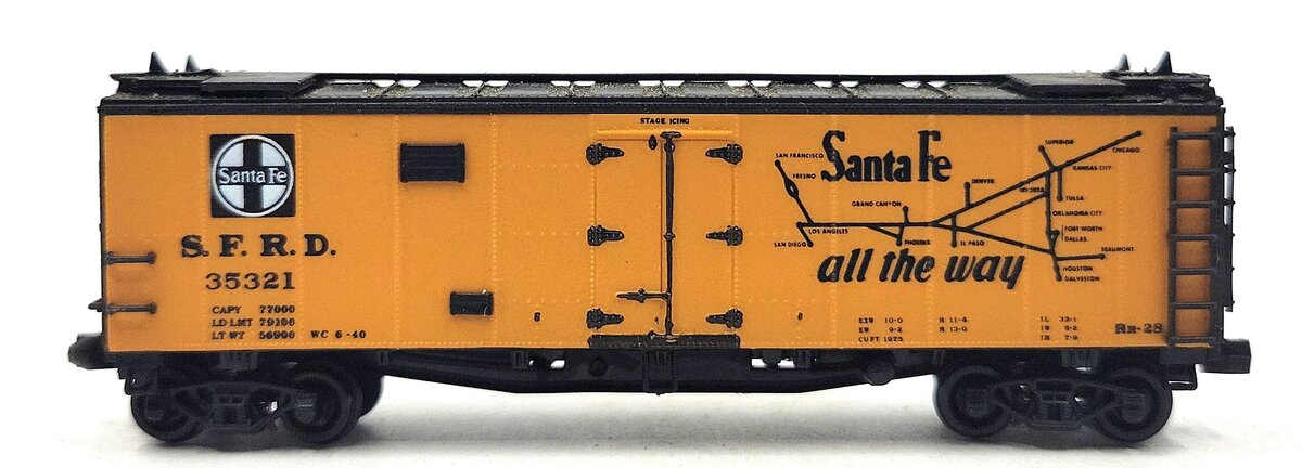 Tex-N-Rails 35321 N Scale S.F.R.D "Santa Fe All The Way" Reefer Car EX/Box