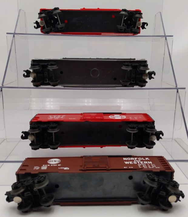 Lionel O Gauge MPC Southern, B&O, Santa Fe, and Norfolk & Western Boxcars [4] VG