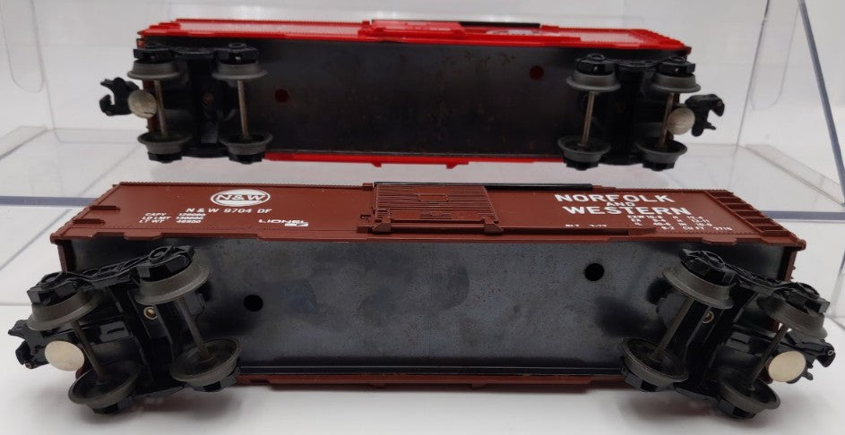 Lionel O Gauge MPC Southern, B&O, Santa Fe, and Norfolk & Western Boxcars [4] VG