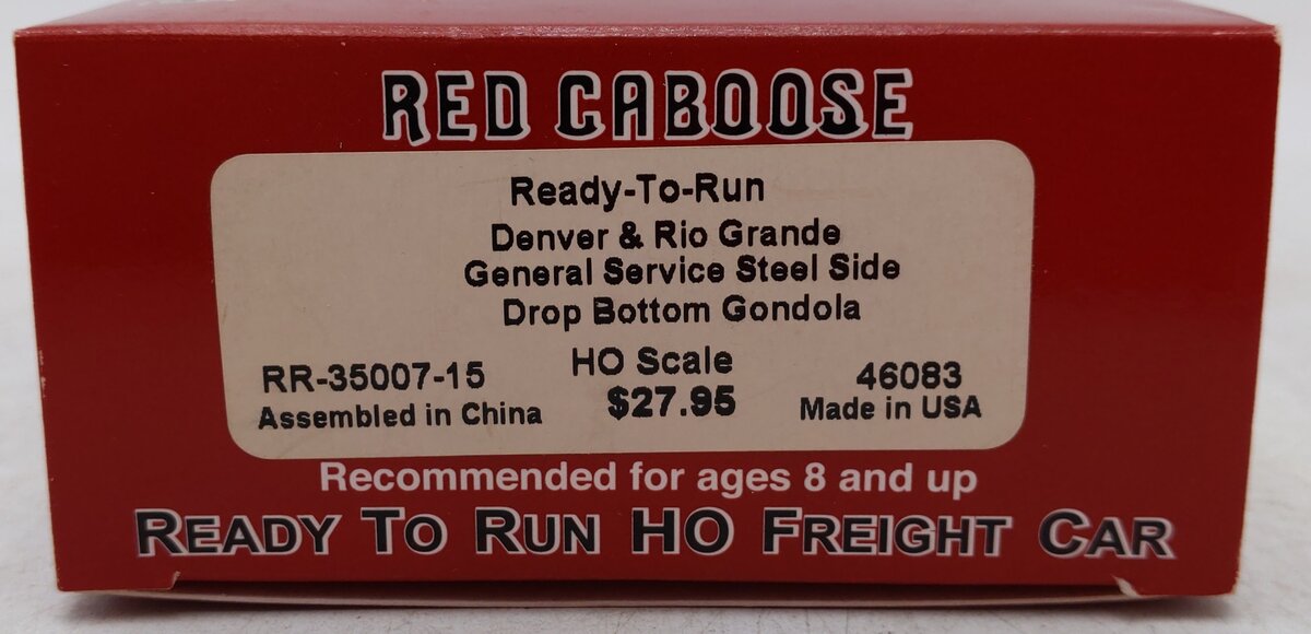 Red Caboose RR35007-15 HO Scale D&RGW Drop Bottom Gondola #46083 EX/Box