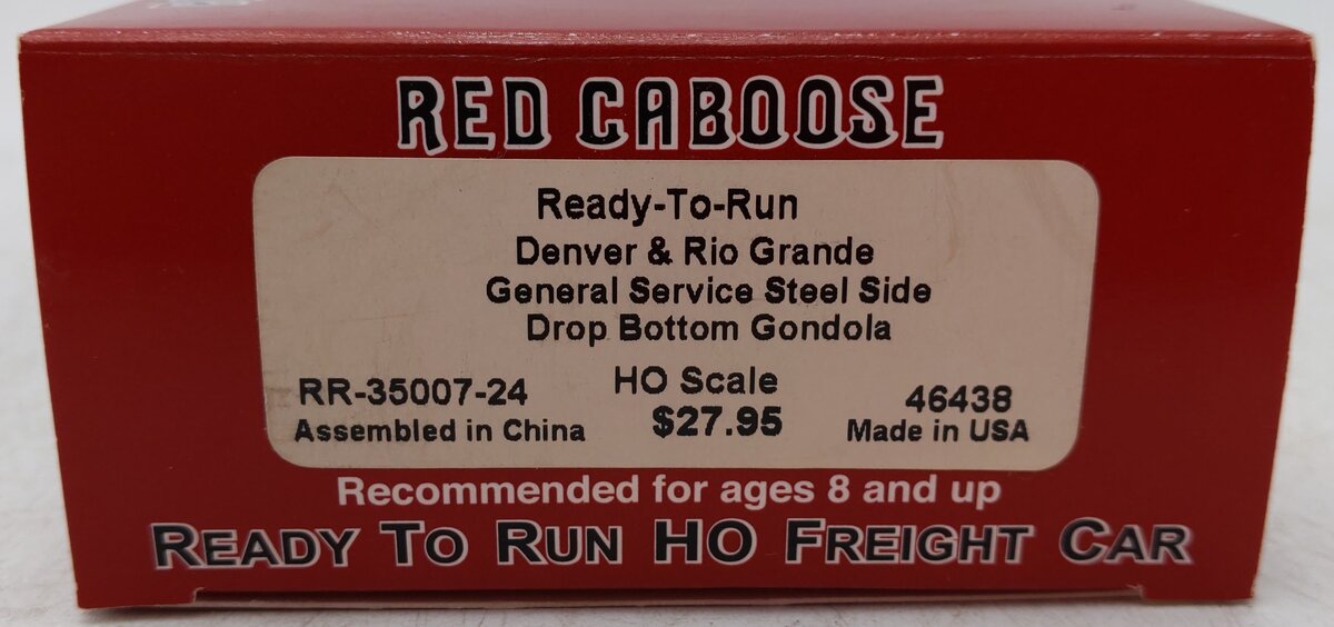 Red Caboose RR35007-24 HO Scale D&RGW Drop Bottom Gondola #46438 EX/Box