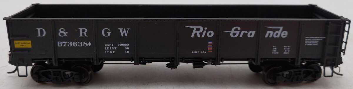 Red Caboose 35018-8 HO Scale D&RGW Steel Side Gondola #73638 EX/Box