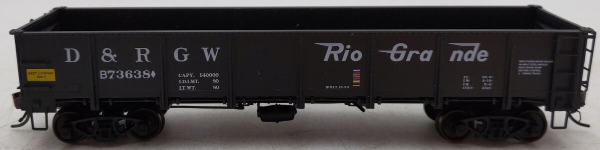 Red Caboose 35018-8 HO Scale D&RGW Steel Side Gondola #73638 EX/Box