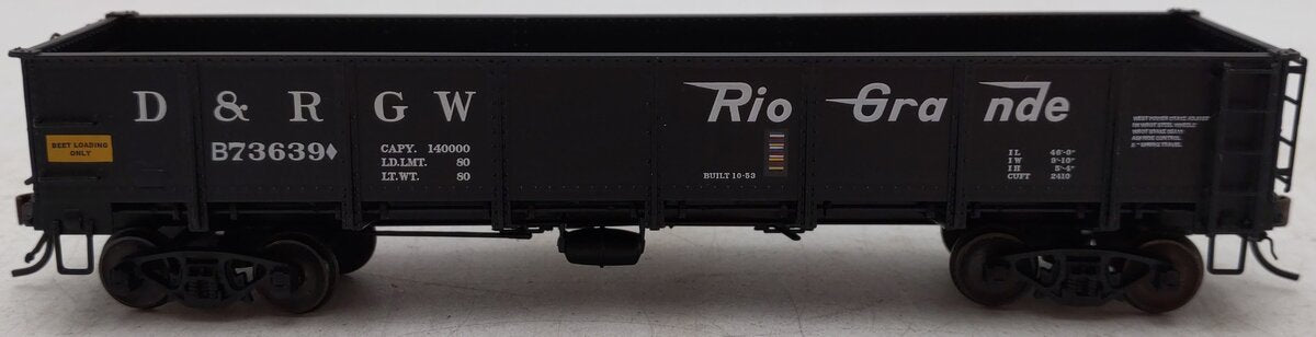Red Caboose 35018-19 HO Scale D&RGW Steel Side Gondola #73639 EX/Box
