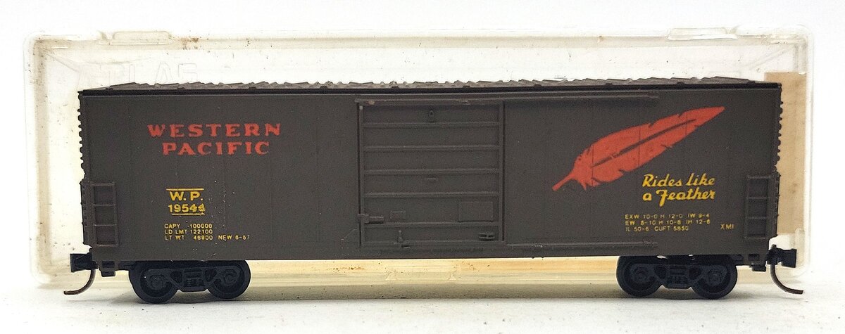 Life Like 4487 N Scale Western Pacific "Feather" 50' S/D Box Car #19544 EX/Box