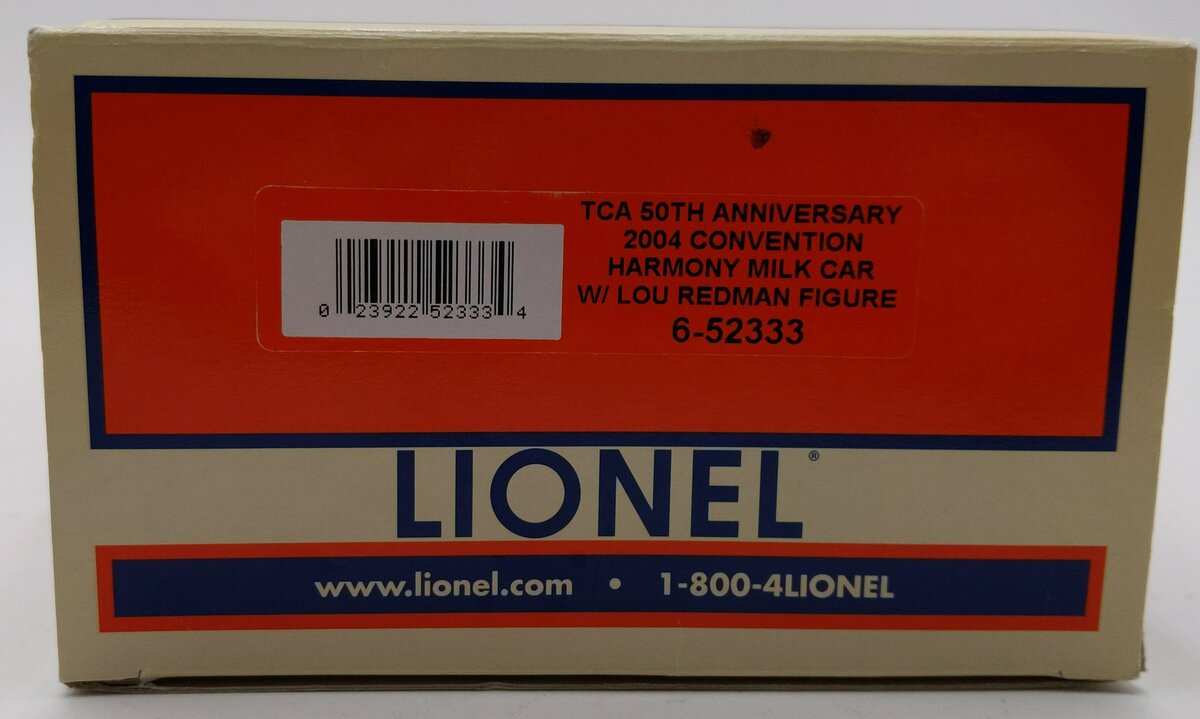 Lionel 6-52333 O Gauge Harmony Milk Car TCA 50th Anniversary w/Lou Redman Figure EX/Box