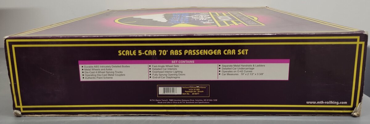 MTH 20-6577 O RF&P 70' Streamlined Passenger Car Set (Set of 5)/Box