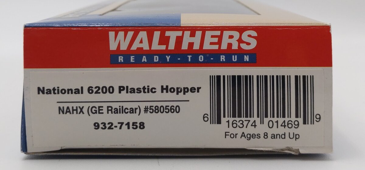 Walthers 932-7158 HO NAHX (GE Railcar) National 6200 Plastic Hopper #580560 EX/Box