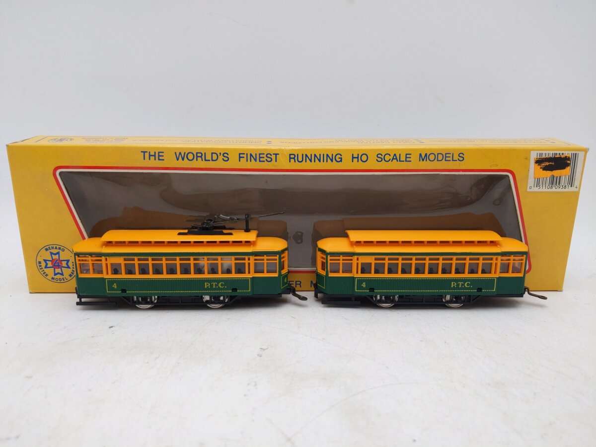 Mehano 9381 HO P.T.C. Trolley Cars/Brill Trolley & Dummy EX/Box