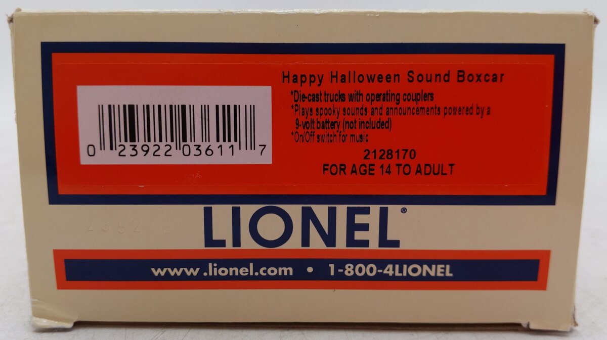 Lionel 2128170 O Gauge Halloween Sound Box Car EX/Box
