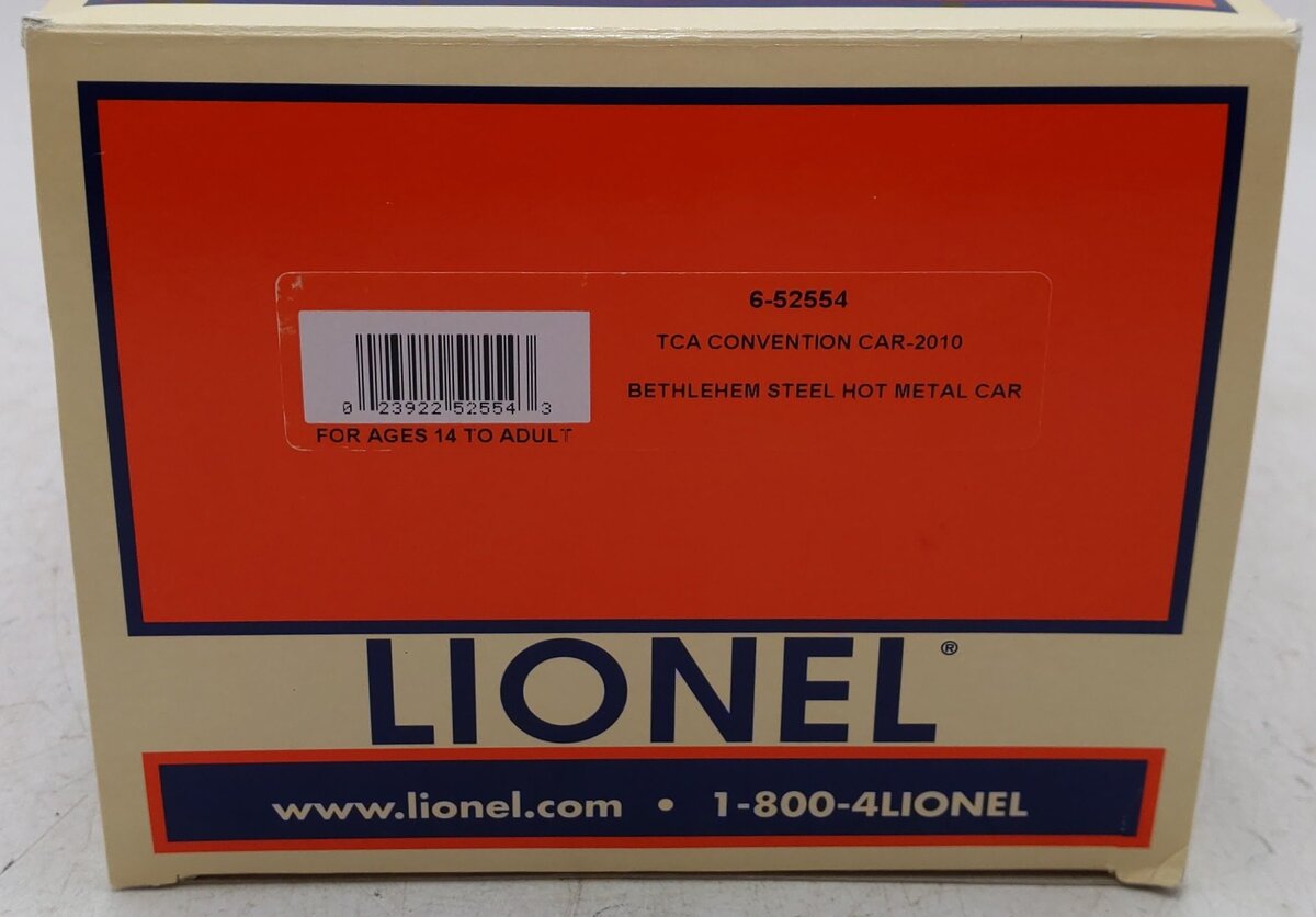 Lionel 6-52554 O Gauge 2010 TCA Convention Car Bethlehem Steel Hot Metal Car VG/Box