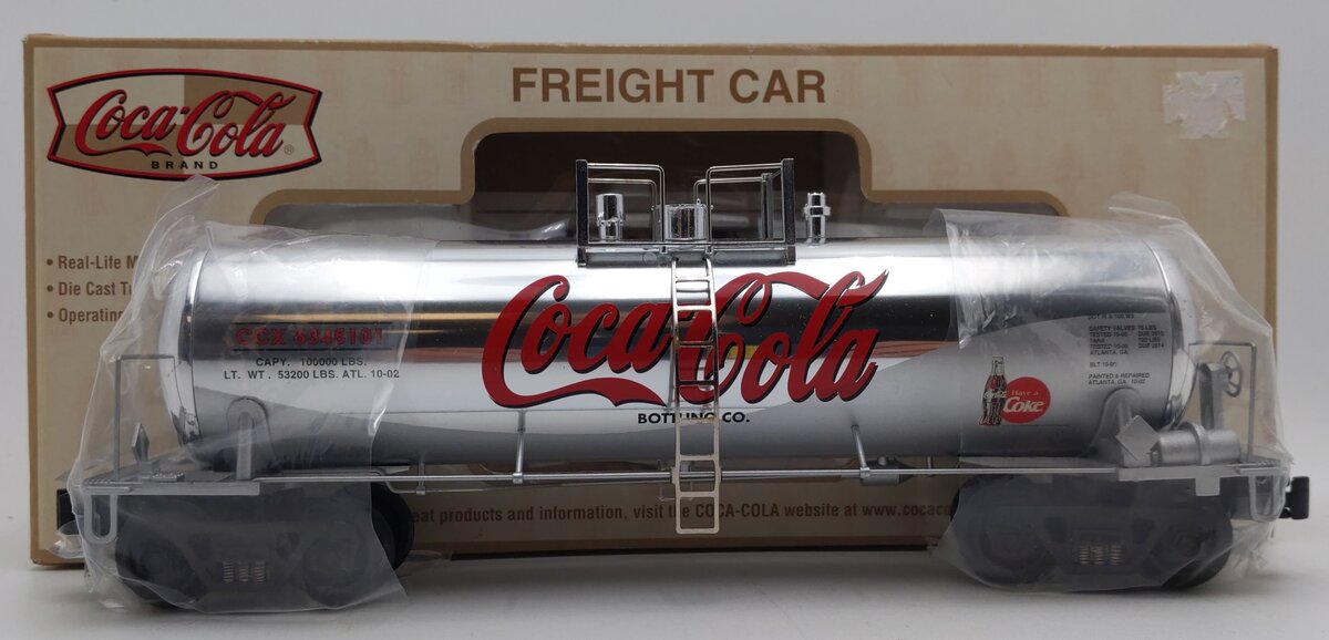 K-Line K6341-5101 O Gauge Coca Cola Extruded Aluminum Tank Car LN/Box