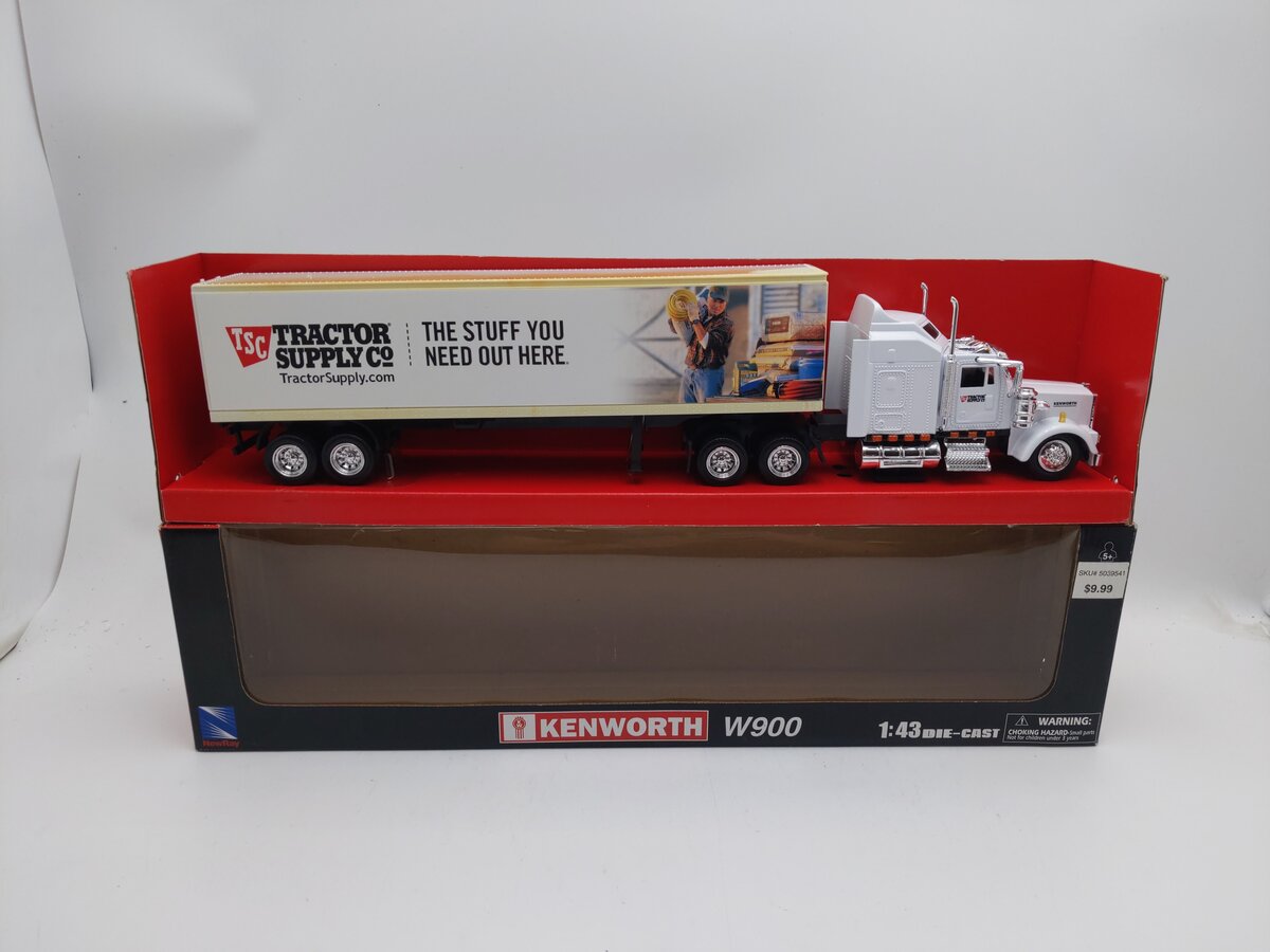 New-Ray 15333 1:43 White Kenworth W900 Tractor Supply Fuel Trailer LN/Box