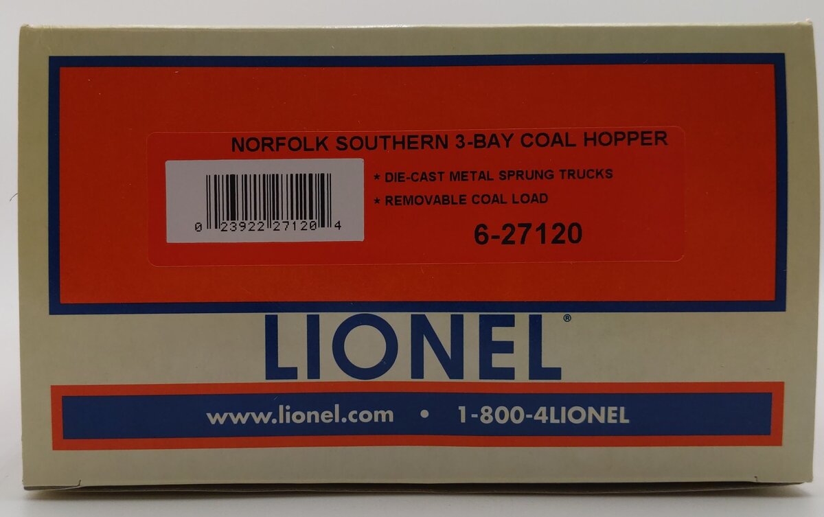 Lionel 6-27120 O Gauge Norfolk Southern 3-Bay Coal Hopper #332175 LN/Box