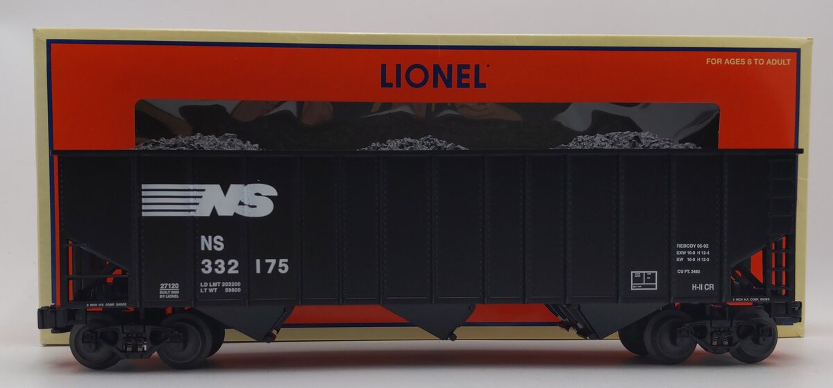 Lionel 6-27120 O Gauge Norfolk Southern 3-Bay Coal Hopper #332175 LN/Box