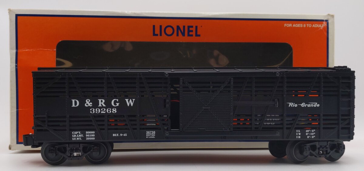 Lionel 6-36736 Denver & Rio Grande Stock Car with Cattle Sounds LN/Box