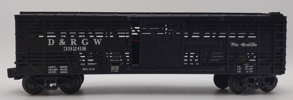 Lionel 6-36736 Denver & Rio Grande Stock Car with Cattle Sounds LN/Box