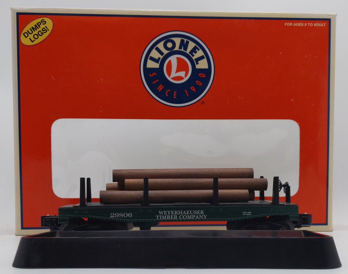 Lionel 6-29806 O Gauge Weyerhaeuser Operating Log Dump Car EX/Box