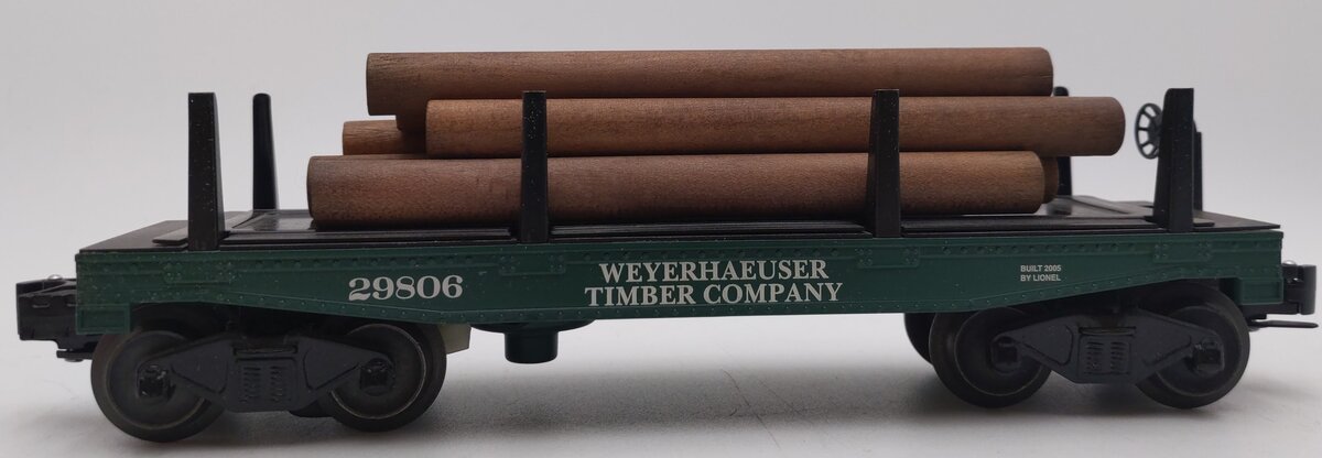 Lionel 6-29806 O Gauge Weyerhaeuser Operating Log Dump Car EX/Box