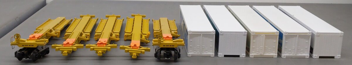 K-Line K77026IC O TCA TTAC 5-Pack Flatcar Set with Intermodal Containers EX/Box