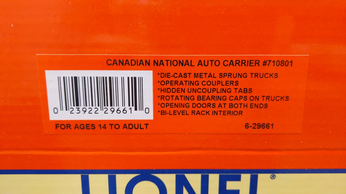 Lionel 6-19397 Custom Graffitied O Gauge CN 89' Autorack Cars (Set of 2) EX/Box