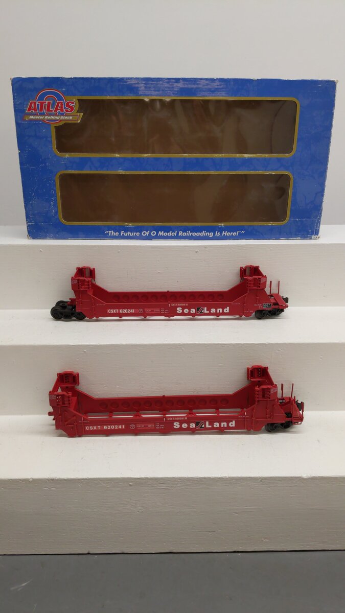 Atlas 8914-1 O Gauge CSX Sea Land AB Gunderson Stack Car #620241 - 3 Rail EX/Box