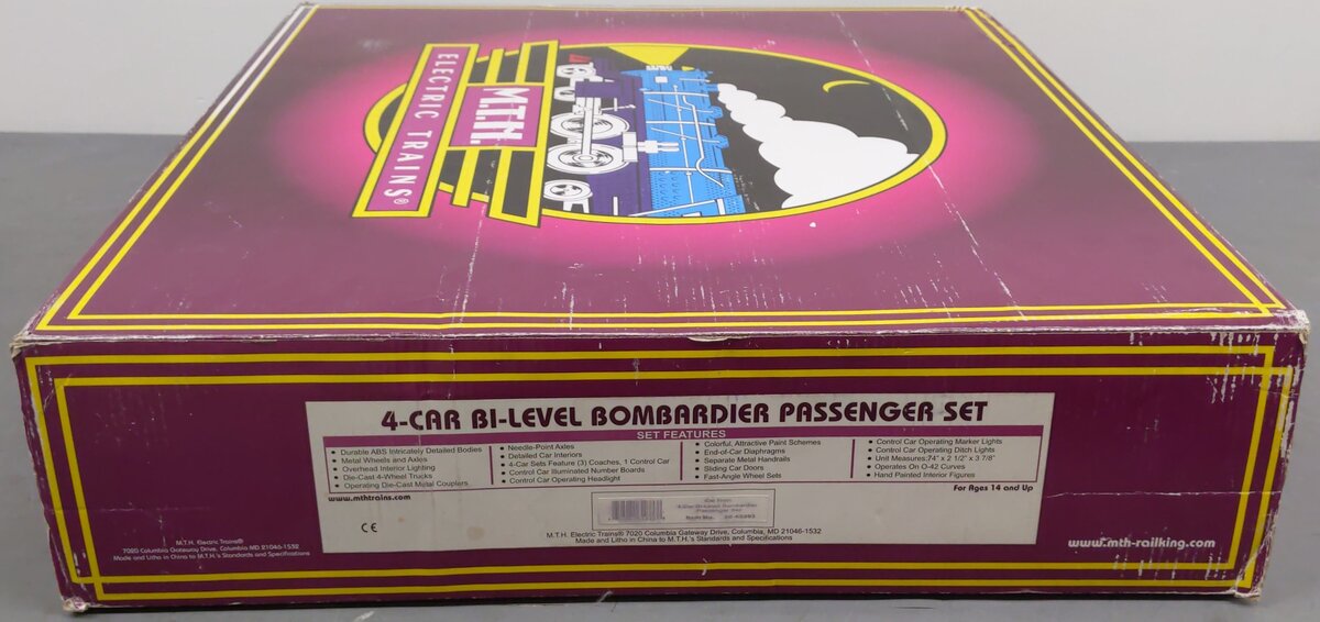 MTH 20-65203 4-Car Bi-Level Bombardier Passenger Set EX/Box