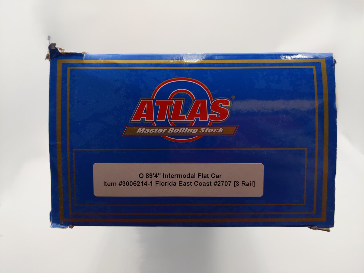 Atlas 3005214-1 O Gauge FEC 89'4" Intermodal Flat Car #2707 (3-Rail) EX/Box