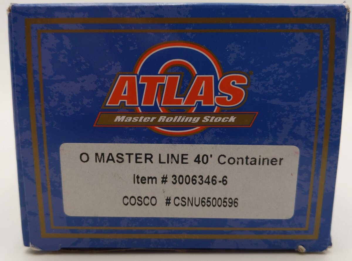 Atlas 3006346-6 O Gauge Master Line Cosco 40' Container #CSNU6500596 EX/Box