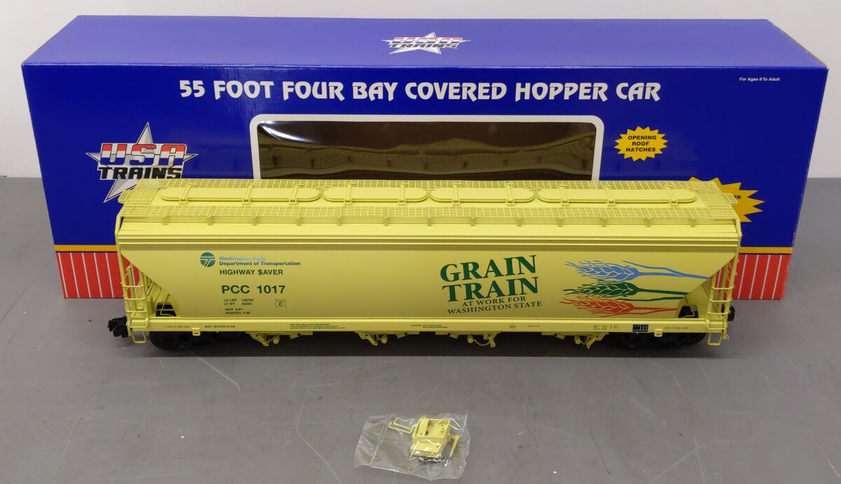 USA Trains R14136 G Scale Grain Train 4-Bay Center Flow Hopper #1017 LN/Box