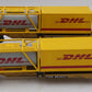 MTH 20-95299 O TTX DHL Spine Car Set w/Tank Container & 20' Container (Set of 2) EX