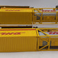 MTH 20-95299 O TTX DHL Spine Car Set w/Tank Container & 20' Container (Set of 2) EX