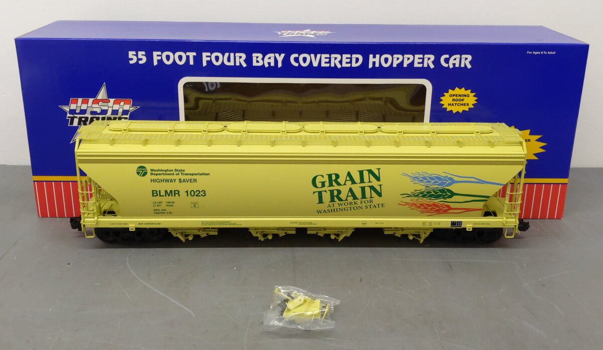 USA Trains R14136 G Scale Grain Train 4-Bay Center Flow Hopper #1023 LN/Box