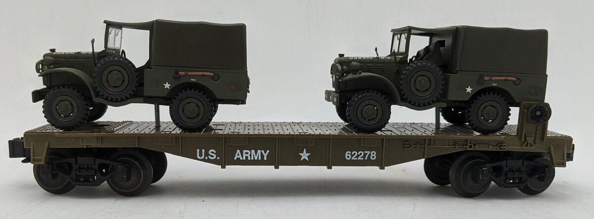 MTSI 72249 O Gauge US Army Flatcar with Trucks #62278 EX