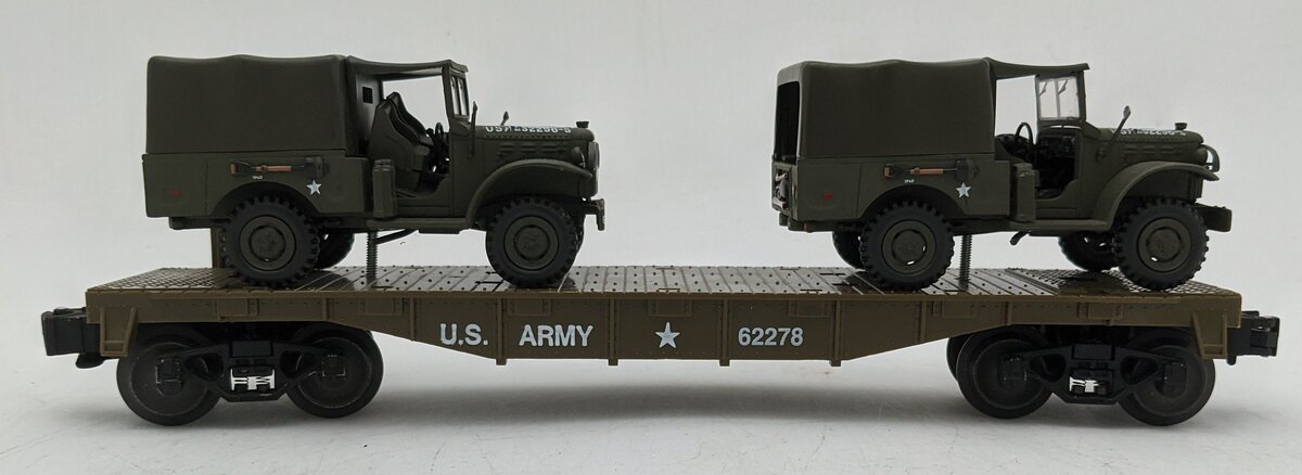 MTSI 72249 O Gauge US Army Flatcar with Trucks #62278 EX