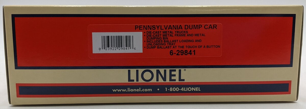 Lionel 6-29841 O Gauge Pennsylvania Railroad Dump Car LN/Box