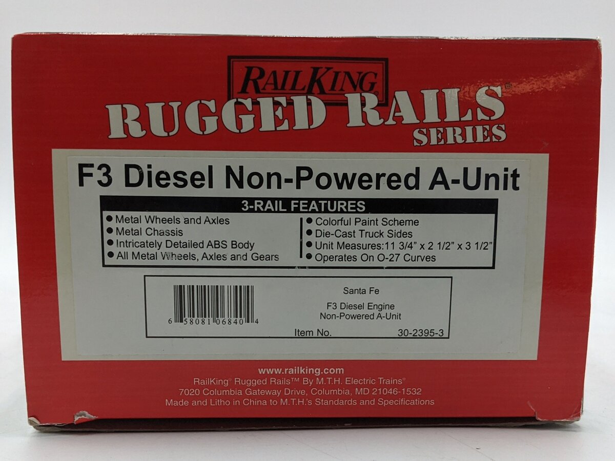 MTH 30-2395-3 O Gauge Santa Fe F-3 A Unit Non-Powered Diesel Engine LN/Box
