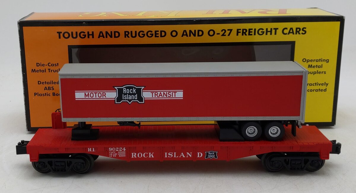 MTH 30-76547 O Rock Island Flatcar w/Trailer #90224 LN/Box