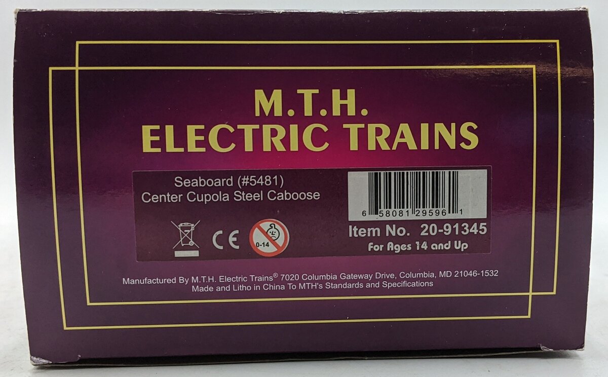 MTH 20-91345 O Gauge Seaboard Steel Caboose #5482 LN/Box