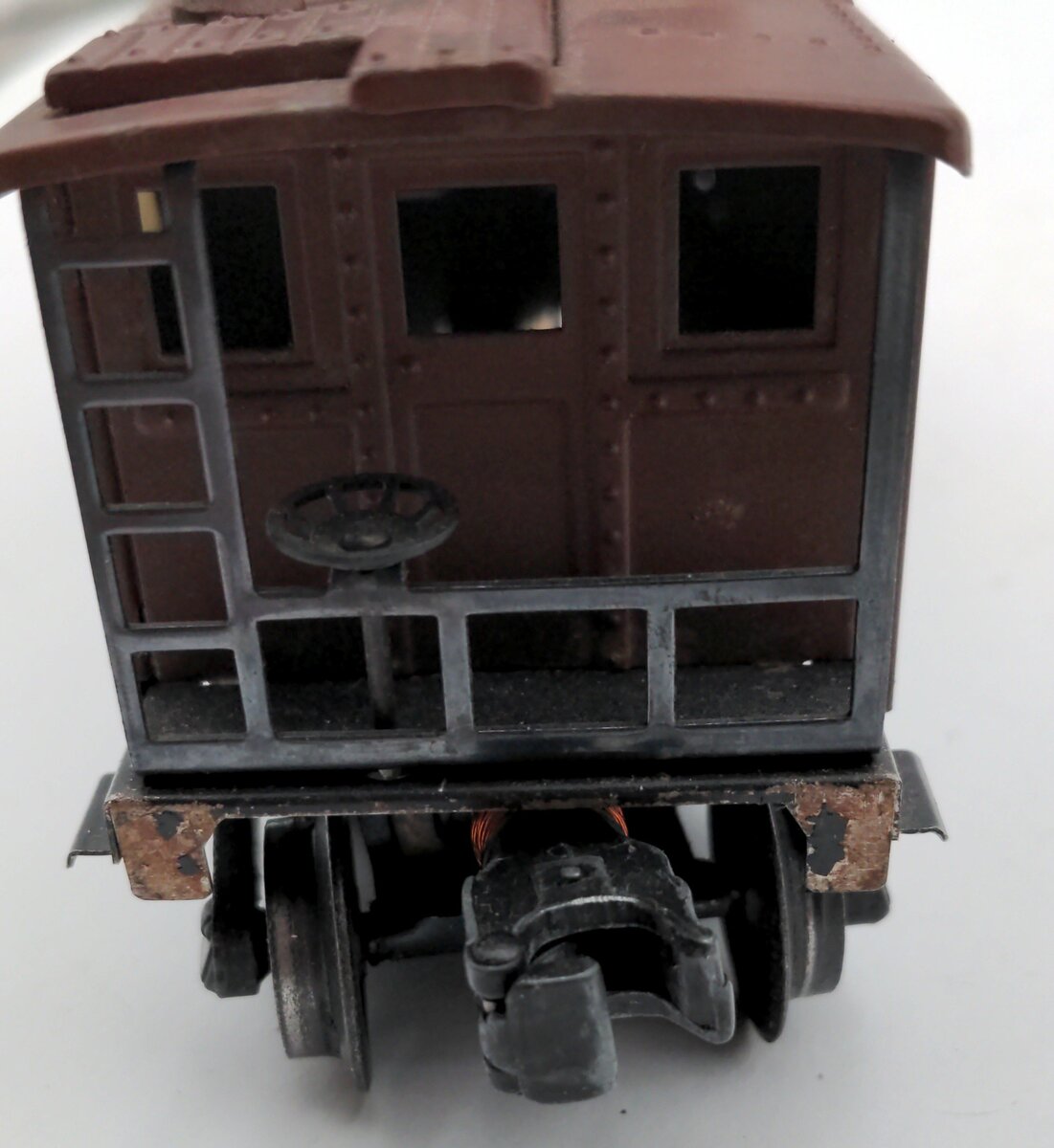 Lionel 2457 O PRR Tinplate Lighted Vintage Caboose Brown w/ Eastern Division VG