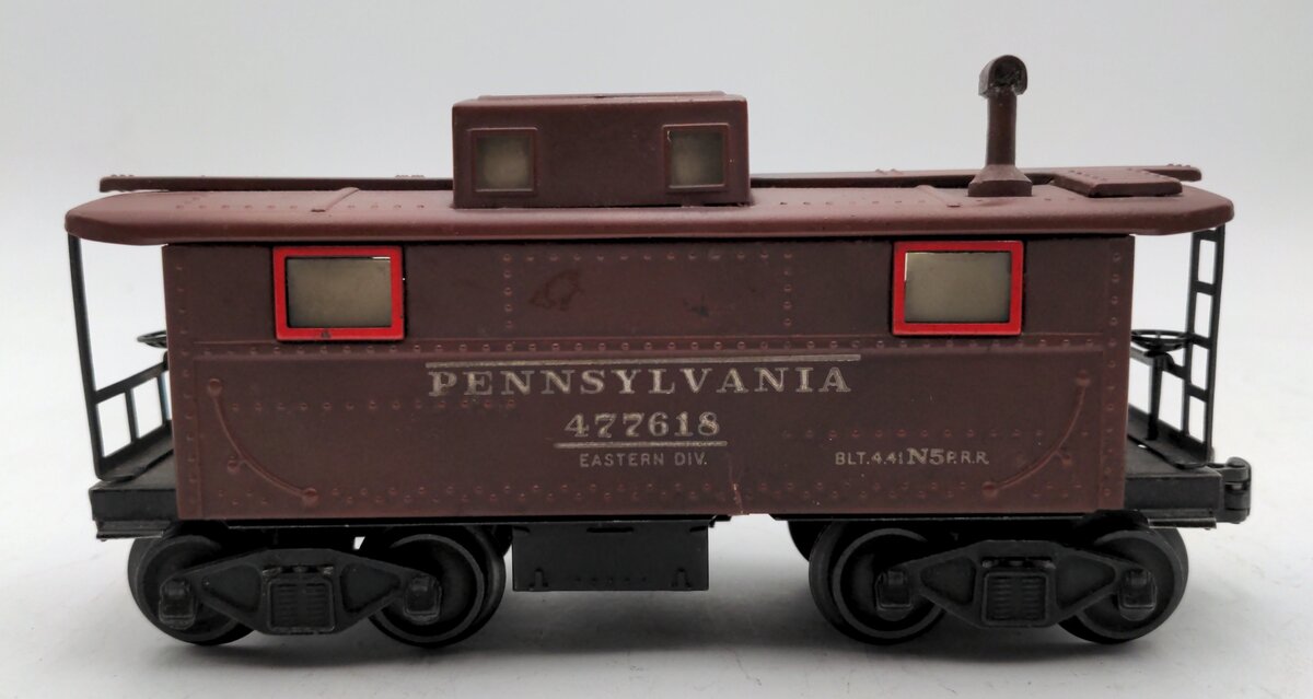 Lionel 2457 O PRR Tinplate Lighted Vintage Caboose Brown w/ Eastern Division VG