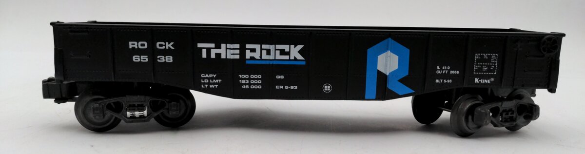 K-Line K6538 O Gauge Rock Island Black Gondola with Blue Cannisters EX