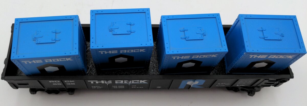 K-Line K6538 O Gauge Rock Island Black Gondola with Blue Cannisters EX