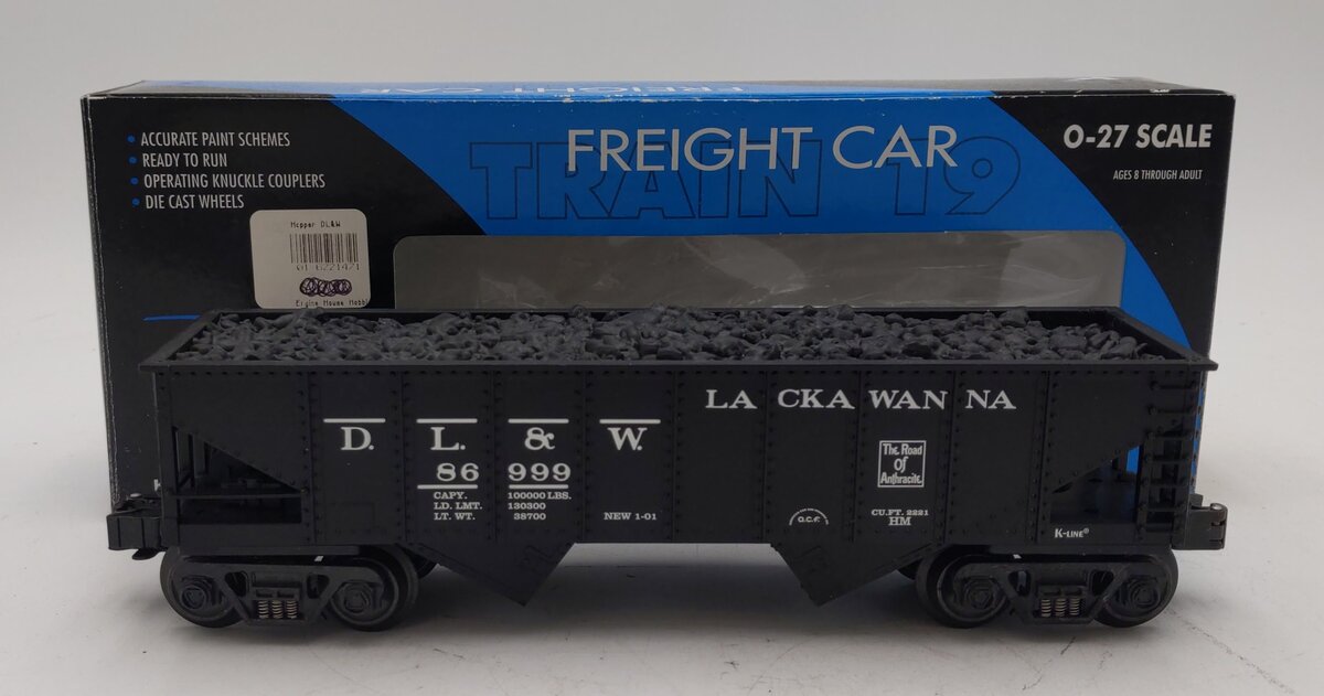 K-Line K622-1471 O Gauge DL&W Lackawanna Ribbed Hopper #86999 LN/Box